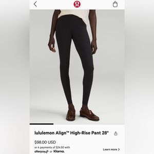 Lululemon align 28” legging - black